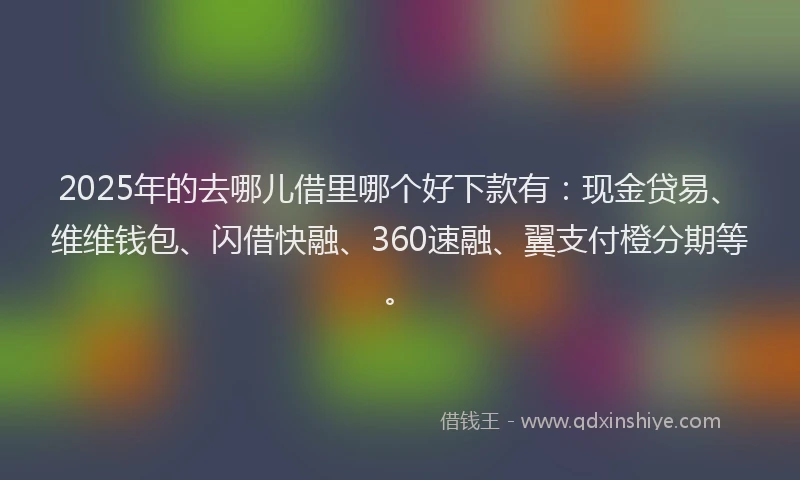 2025年的去哪儿借里哪个好下款有：现金贷易、维维钱包、闪借快融、360速融、翼支付橙分期等。