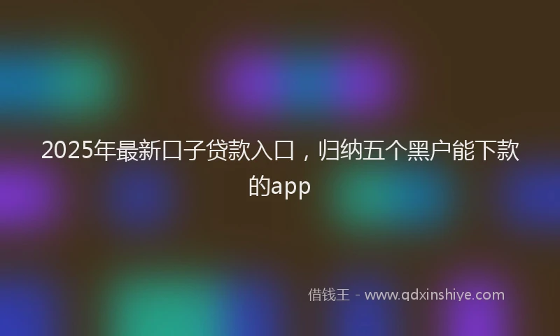 2025年最新口子贷款入口，归纳五个黑户能下款的app