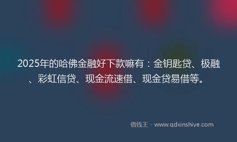 2025年的哈佛金融好下款嘛有：金钥匙贷、极融、彩虹信贷、现金流速借、现金贷易借等。