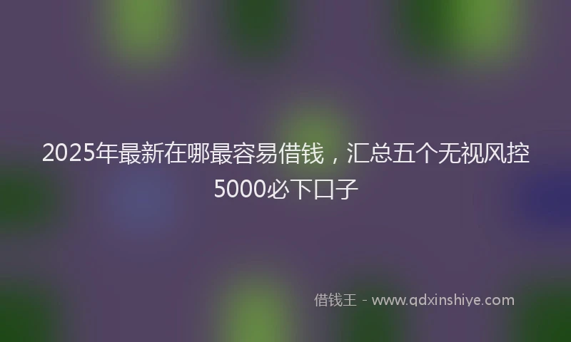 2025年最新在哪最容易借钱，汇总五个无视风控5000必下口子