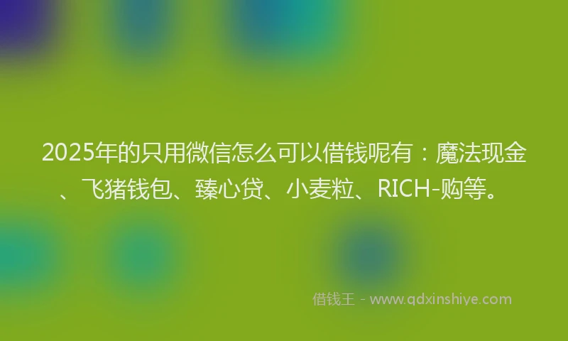 2025年的只用微信怎么可以借钱呢有：魔法现金、飞猪钱包、臻心贷、小麦粒、RICH-购等。
