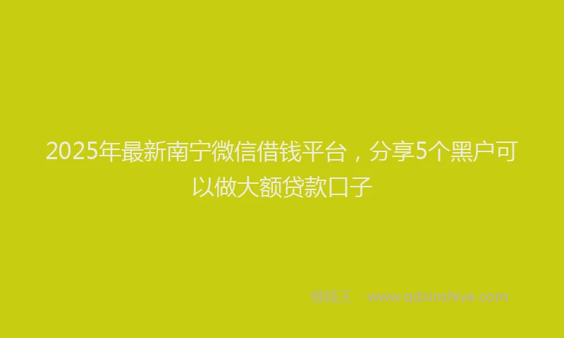 2025年最新南宁微信借钱平台，分享5个黑户可以做大额贷款口子