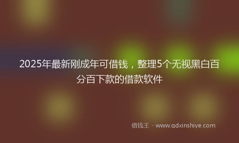 2025年最新刚成年可借钱，整理5个无视黑白百分百下款的借款软件