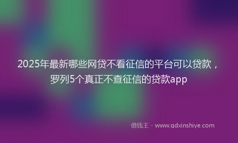 2025年最新哪些网贷不看征信的平台可以贷款，罗列5个真正不查征信的贷款app