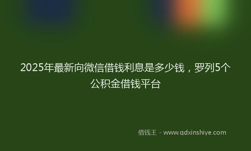 2025年最新向微信借钱利息是多少钱，罗列5个公积金借钱平台