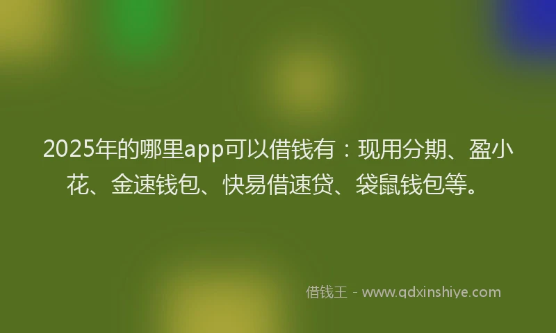 2025年的哪里app可以借钱有：现用分期、盈小花、金速钱包、快易借速贷、袋鼠钱包等。