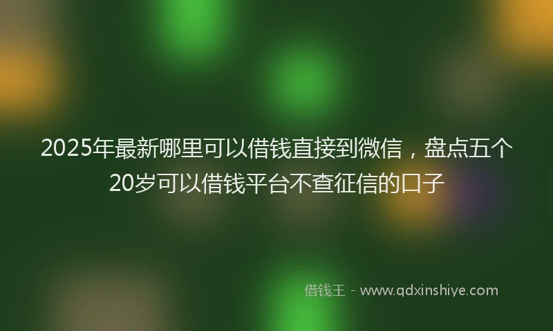 2025年最新哪里可以借钱直接到微信，盘点五个20岁可以借钱平台不查征信的口子
