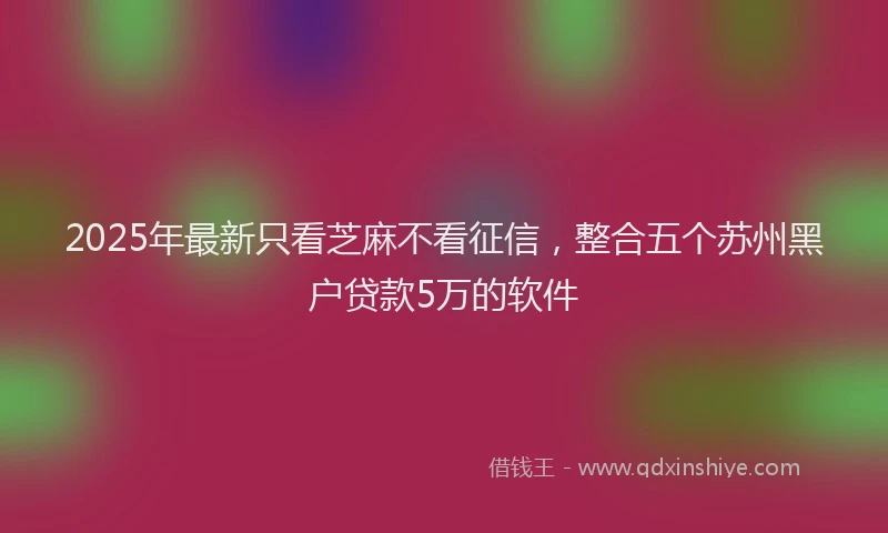2025年最新只看芝麻不看征信，整合五个苏州黑户贷款5万的软件