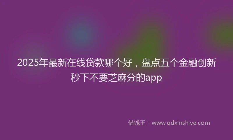 2025年最新在线贷款哪个好，盘点五个金融创新秒下不要芝麻分的app