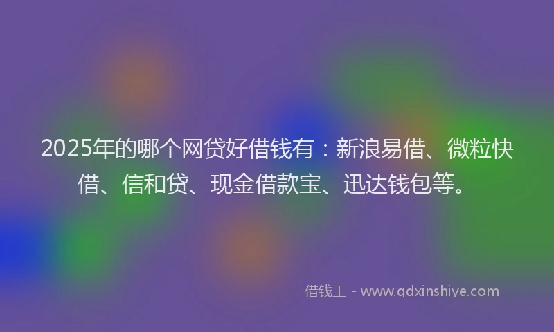 2025年的哪个网贷好借钱有：新浪易借、微粒快借、信和贷、现金借款宝、迅达钱包等。