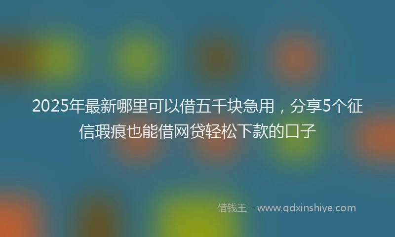 2025年最新哪里可以借五千块急用，分享5个征信瑕疵也能借网贷轻松下款的口子