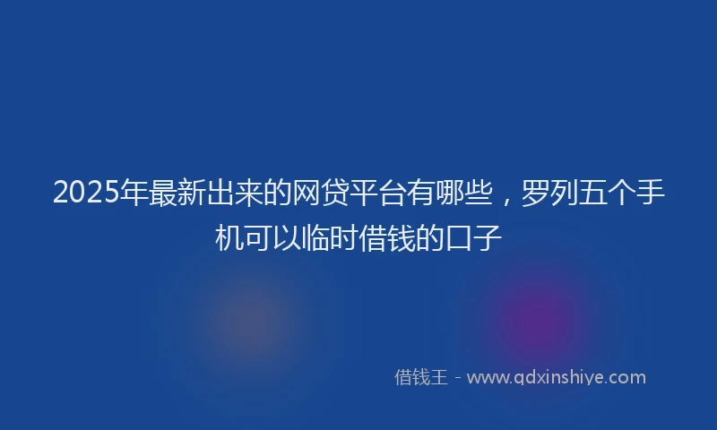 2025年最新出来的网贷平台有哪些，罗列五个手机可以临时借钱的口子