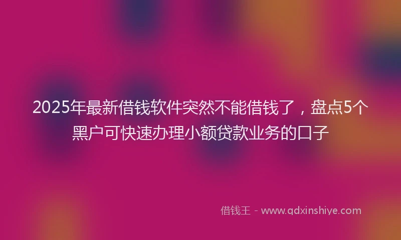 2025年最新借钱软件突然不能借钱了，盘点5个黑户可快速办理小额贷款业务的口子