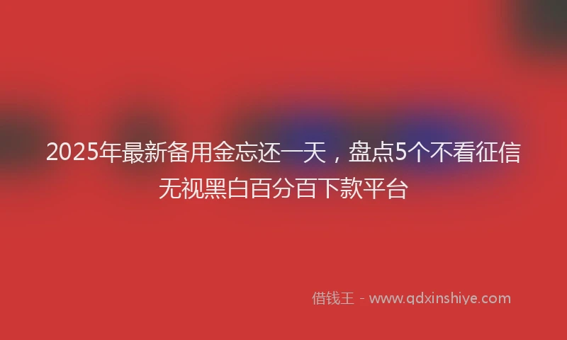 2025年最新备用金忘还一天，盘点5个不看征信无视黑白百分百下款平台