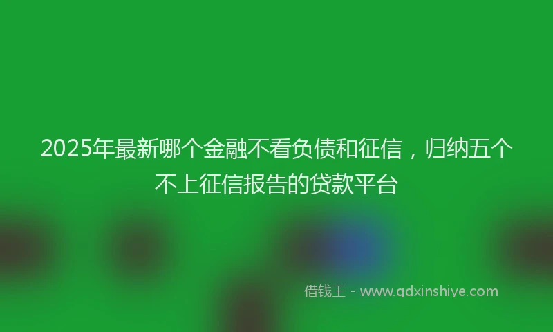 2025年最新哪个金融不看负债和征信，归纳五个不上征信报告的贷款平台