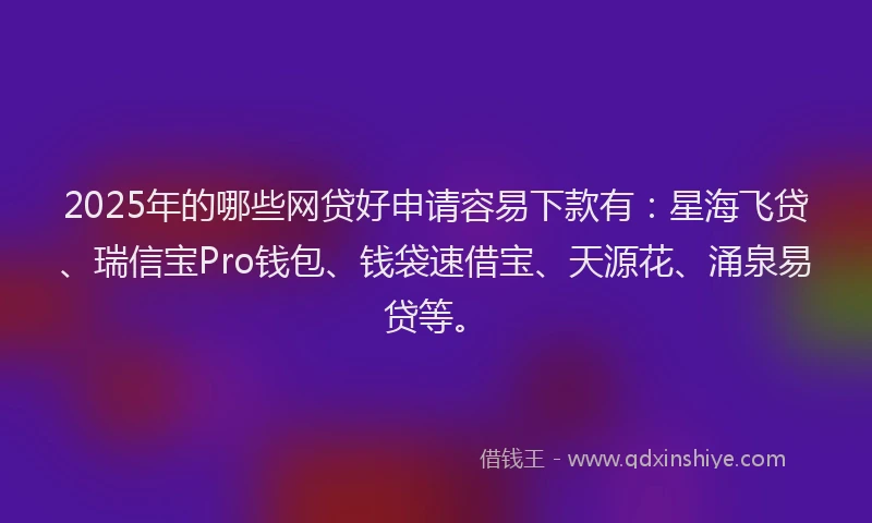 2025年的哪些网贷好申请容易下款有：星海飞贷、瑞信宝Pro钱包、钱袋速借宝、天源花、涌泉易贷等。