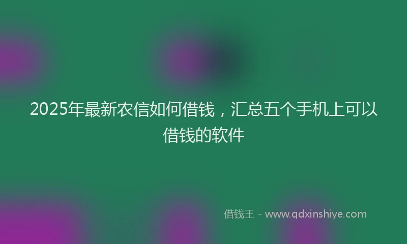 2025年最新农信如何借钱，汇总五个手机上可以借钱的软件