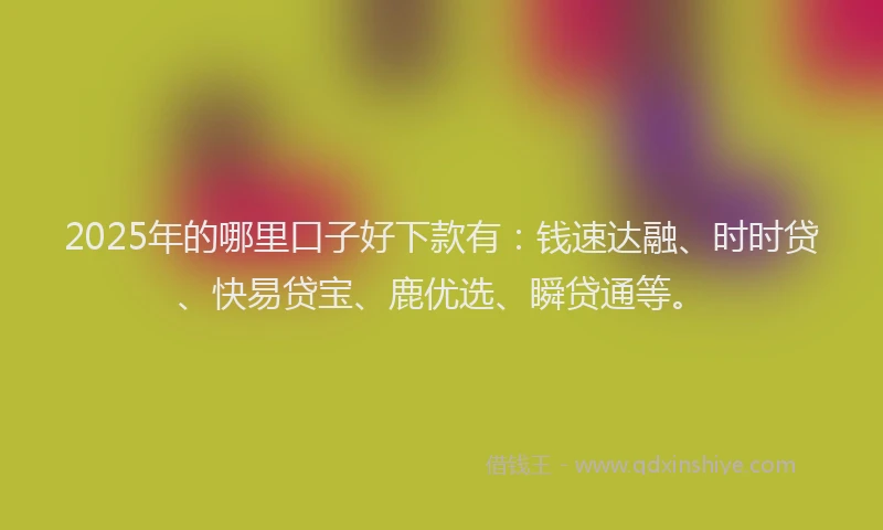 2025年的哪里口子好下款有：钱速达融、时时贷、快易贷宝、鹿优选、瞬贷通等。