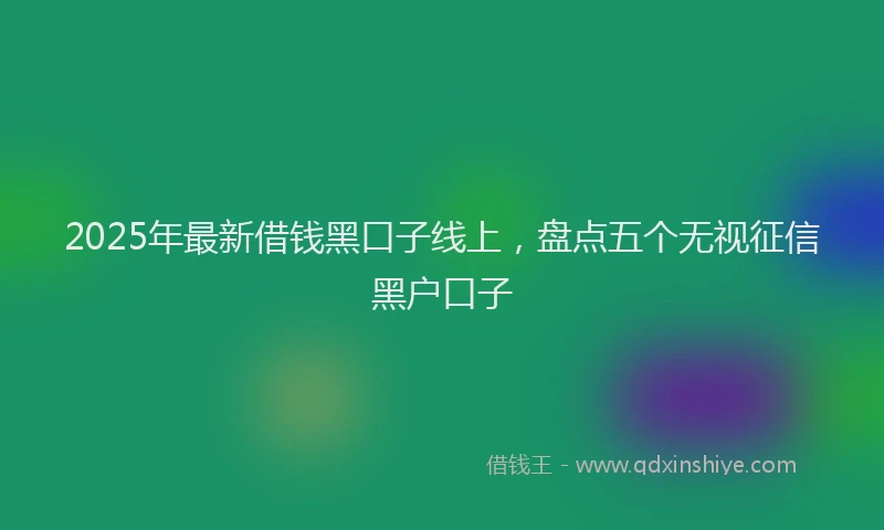 2025年最新借钱黑口子线上，盘点五个无视征信黑户口子