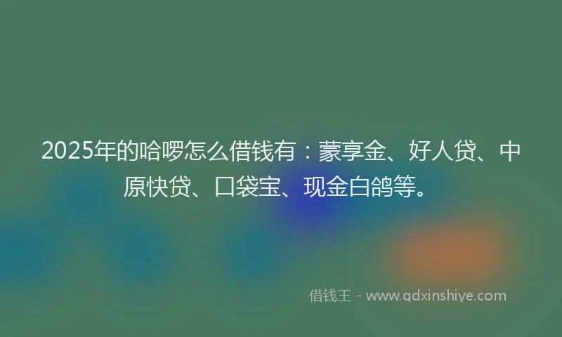2025年的哈啰怎么借钱有：蒙享金、好人贷、中原快贷、口袋宝、现金白鸽等。