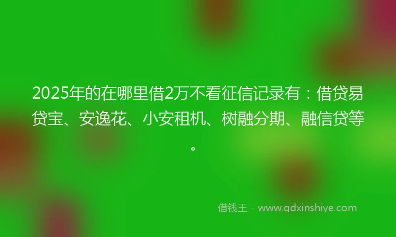 2025年的在哪里借2万不看征信记录有：借贷易贷宝、安逸花、小安租机、树融分期、融信贷等。