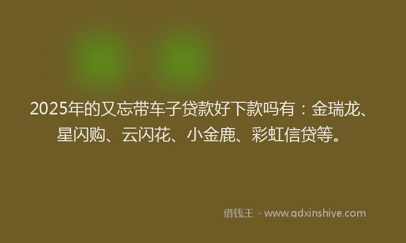 2025年的又忘带车子贷款好下款吗有：金瑞龙、星闪购、云闪花、小金鹿、彩虹信贷等。