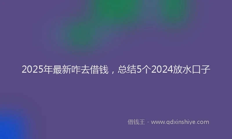 2025年最新咋去借钱，总结5个2024放水口子
