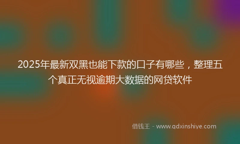 2025年最新双黑也能下款的口子有哪些，整理五个真正无视逾期大数据的网贷软件