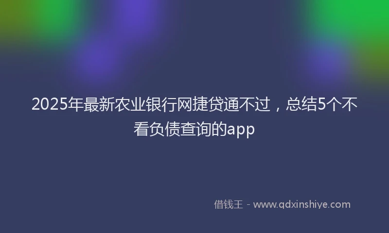 2025年最新农业银行网捷贷通不过，总结5个不看负债查询的app