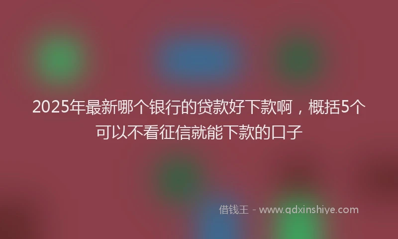 2025年最新哪个银行的贷款好下款啊，概括5个可以不看征信就能下款的口子