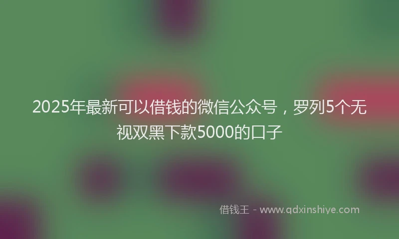 2025年最新可以借钱的微信公众号，罗列5个无视双黑下款5000的口子