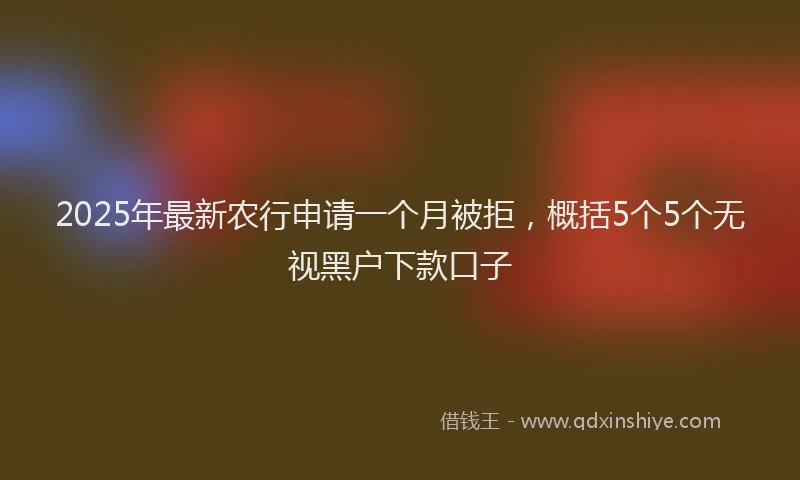 2025年最新农行申请一个月被拒，概括5个5个无视黑户下款口子