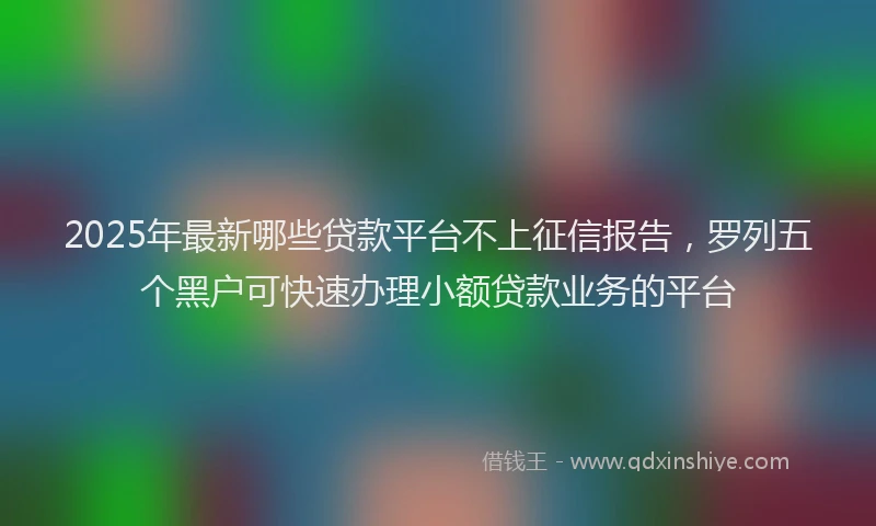 2025年最新哪些贷款平台不上征信报告，罗列五个黑户可快速办理小额贷款业务的平台