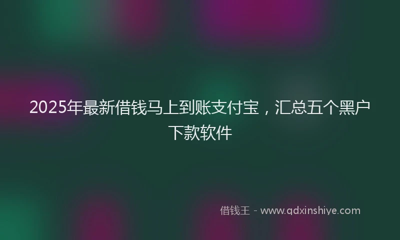 2025年最新借钱马上到账支付宝，汇总五个黑户下款软件