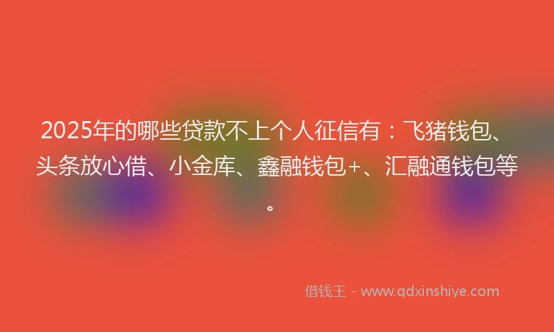 2025年的哪些贷款不上个人征信有：飞猪钱包、头条放心借、小金库、鑫融钱包+、汇融通钱包等。