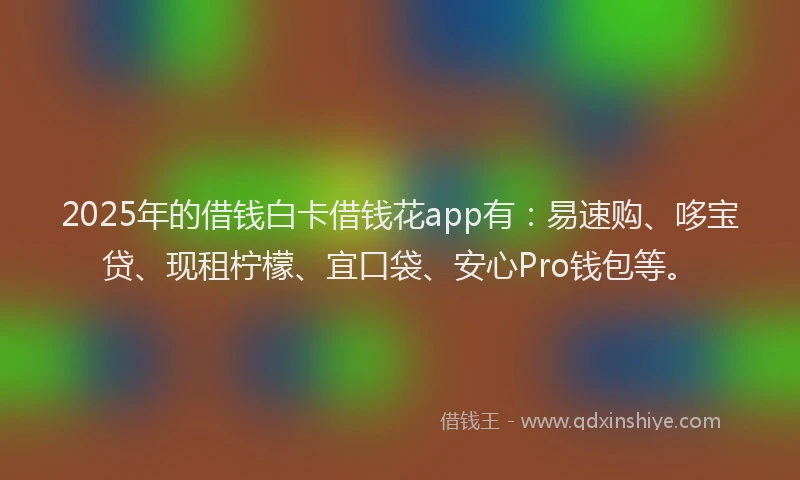 2025年的借钱白卡借钱花app有：易速购、哆宝贷、现租柠檬、宜口袋、安心Pro钱包等。