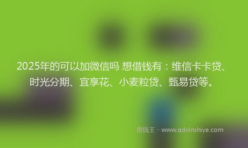2025年的可以加微信吗 想借钱有：维信卡卡贷、时光分期、宜享花、小麦粒贷、甄易贷等。
