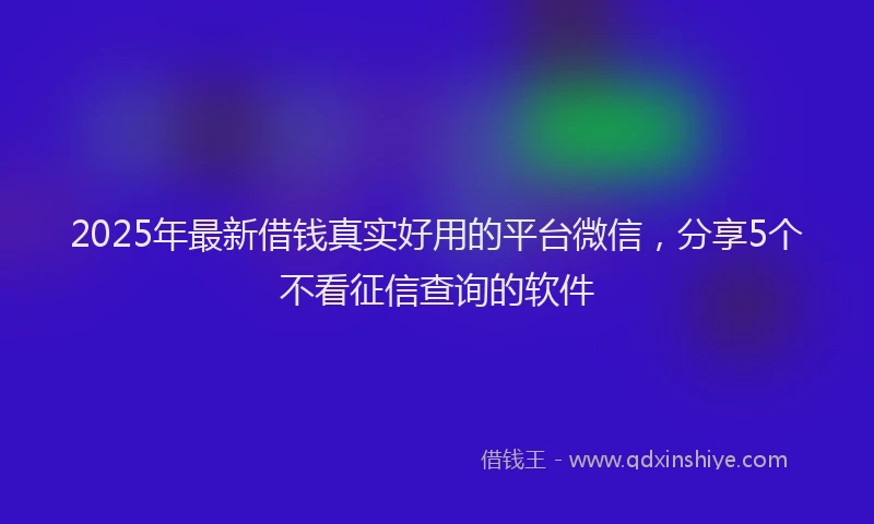 2025年最新借钱真实好用的平台微信，分享5个不看征信查询的软件
