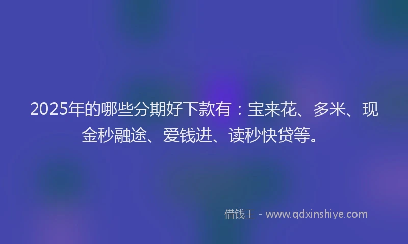 2025年的哪些分期好下款有：宝来花、多米、现金秒融途、爱钱进、读秒快贷等。