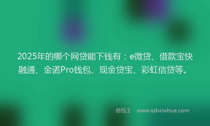 2025年的哪个网贷能下钱有：e微贷、借款宝快融通、金诺Pro钱包、现金贷宝、彩虹信贷等。