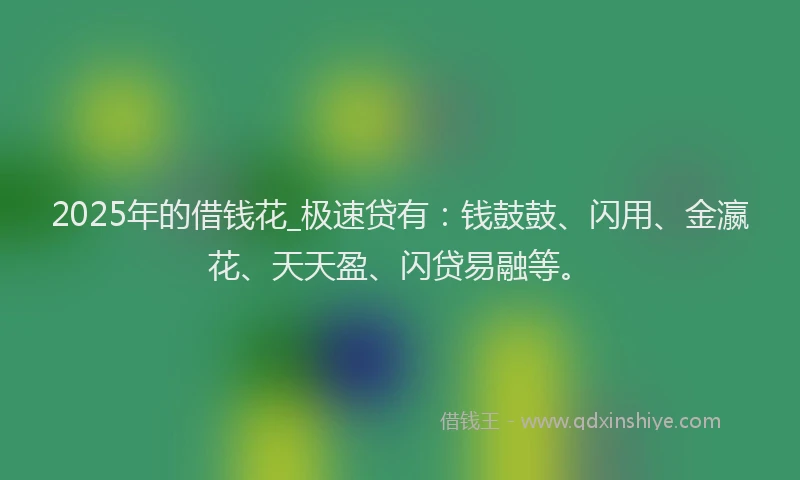 2025年的借钱花_极速贷有：钱鼓鼓、闪用、金瀛花、天天盈、闪贷易融等。