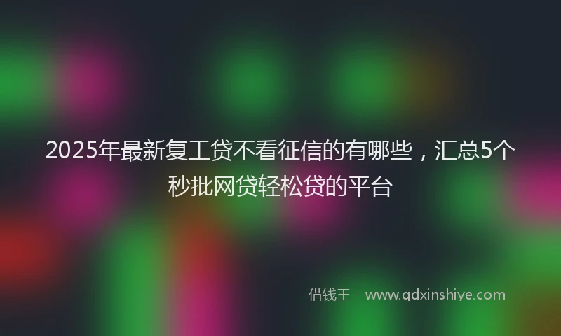 2025年最新复工贷不看征信的有哪些，汇总5个秒批网贷轻松贷的平台