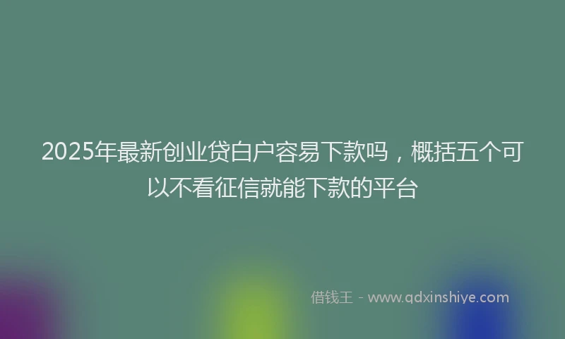 2025年最新创业贷白户容易下款吗，概括五个可以不看征信就能下款的平台