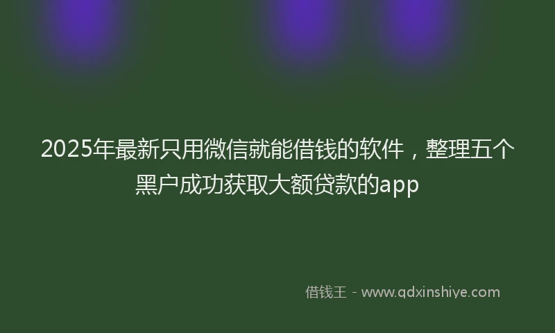 2025年最新只用微信就能借钱的软件，整理五个黑户成功获取大额贷款的app