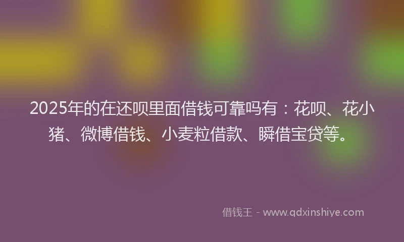 2025年的在还呗里面借钱可靠吗有：花呗、花小猪、微博借钱、小麦粒借款、瞬借宝贷等。