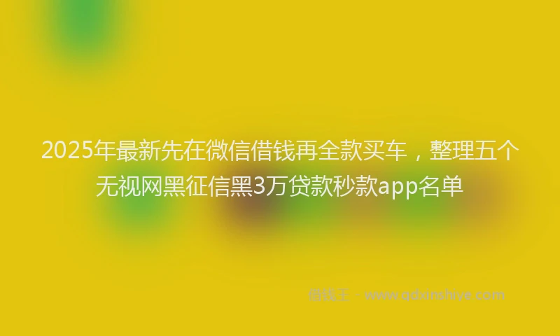 2025年最新先在微信借钱再全款买车，整理五个无视网黑征信黑3万贷款秒款app名单