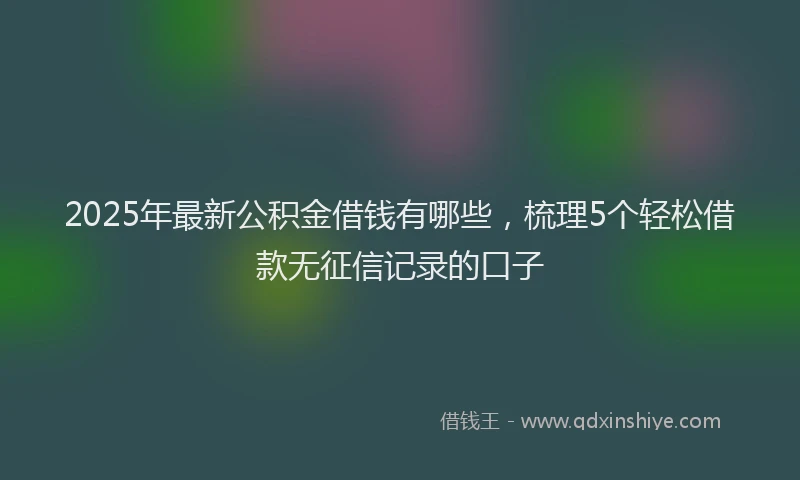 2025年最新公积金借钱有哪些，梳理5个轻松借款无征信记录的口子