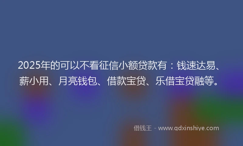 2025年的可以不看征信小额贷款有：钱速达易、薪小用、月亮钱包、借款宝贷、乐借宝贷融等。