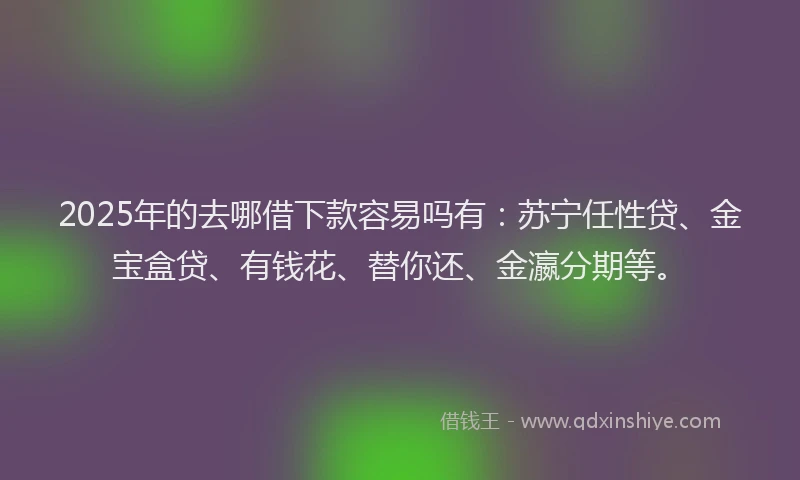 2025年的去哪借下款容易吗有：苏宁任性贷、金宝盒贷、有钱花、替你还、金瀛分期等。
