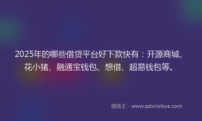 2025年的哪些借贷平台好下款快有：开源商城、花小猪、融通宝钱包、想借、超易钱包等。
